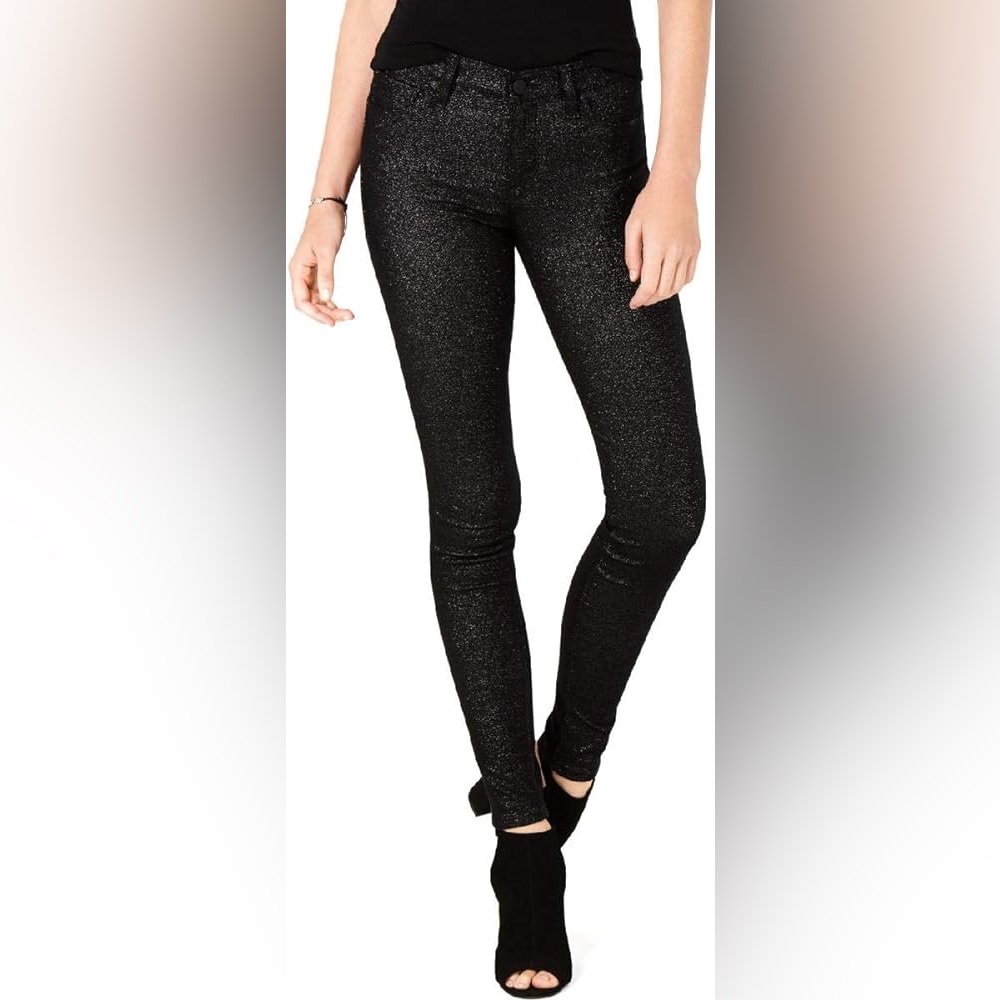 HUDSON Nico Sparkly Skinny Black Jeans Size 26